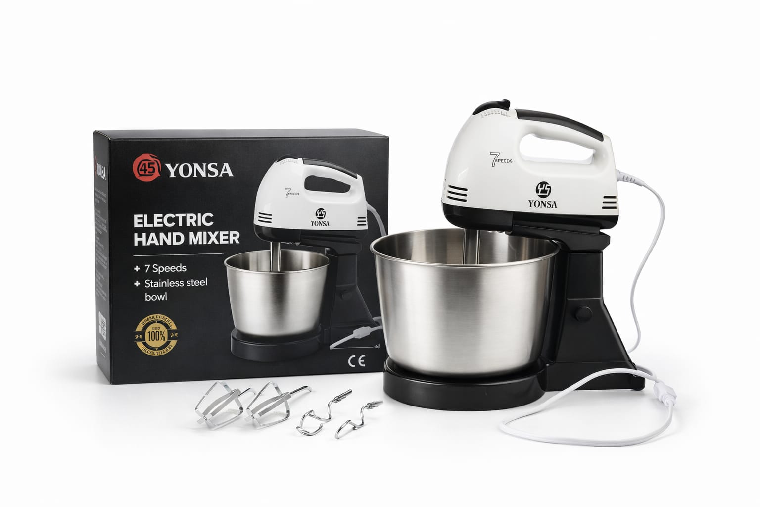 Elektrischer Handmixer mit Schüssel Edelstahl